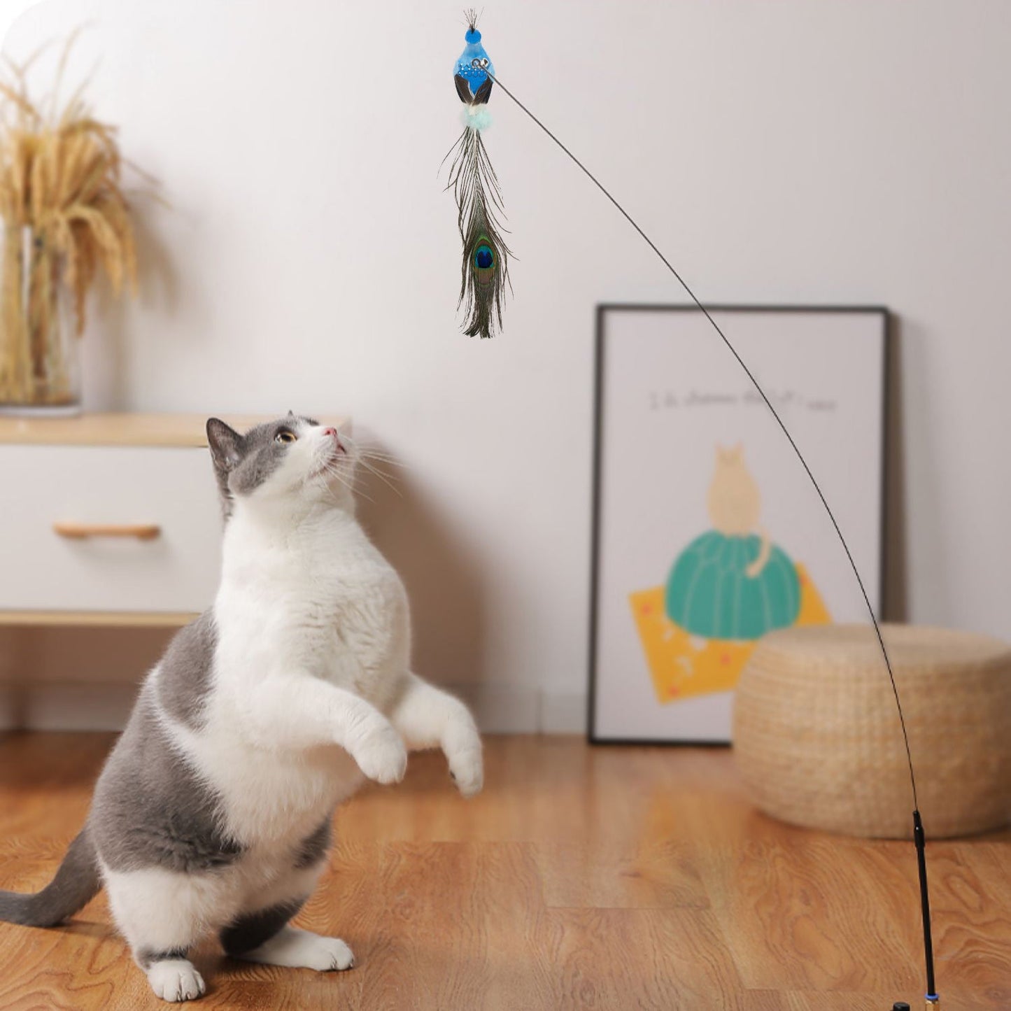 Interactive Cat Wand Toy – Feather Bird Play for Aussie Cats