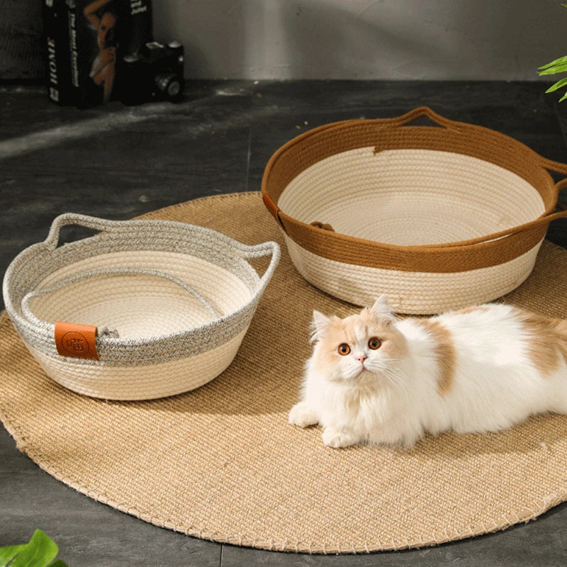 Handwoven Cotton Cat Bed – Natural Comfort for Aussie Cats