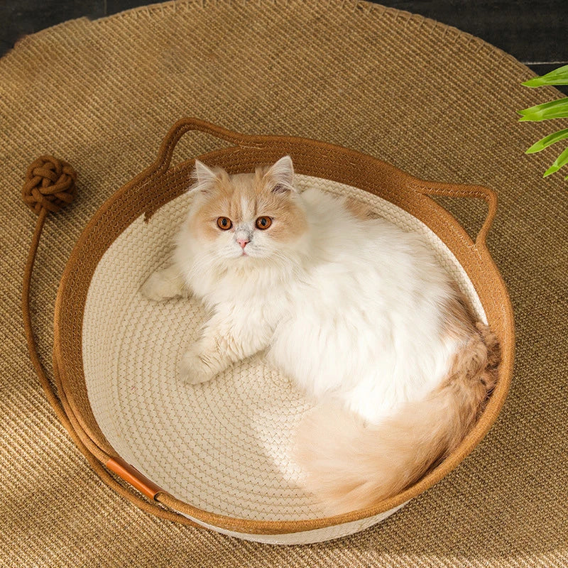 Handwoven Cotton Cat Bed – Natural Comfort for Aussie Cats