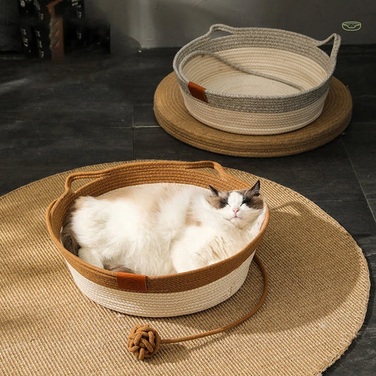 Handwoven Cotton Cat Bed – Natural Comfort for Aussie Cats