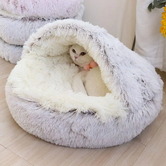 2-in-1 Cat Snuggle Cave – Plush Bed for Aussie Cats