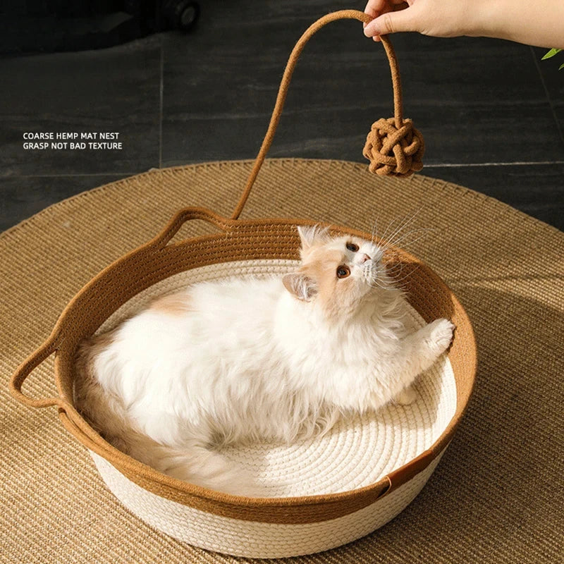 Handwoven Cotton Cat Bed – Natural Comfort for Aussie Cats