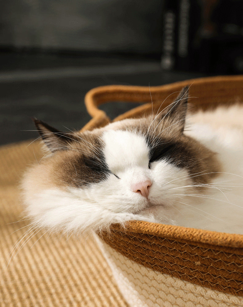 Handwoven Cotton Cat Bed – Natural Comfort for Aussie Cats